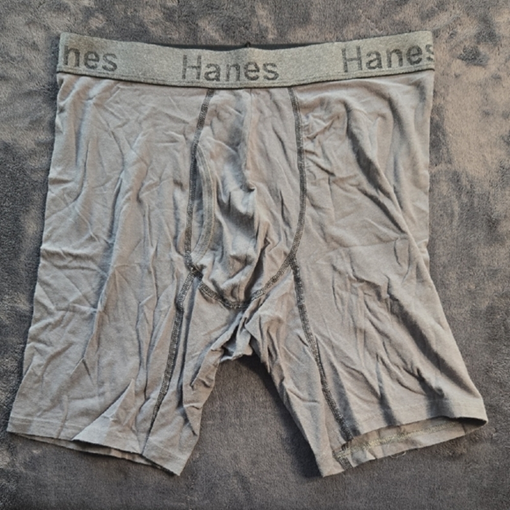 Hanes Gray Stretch Boxer Briefs Soft Cotton Blend